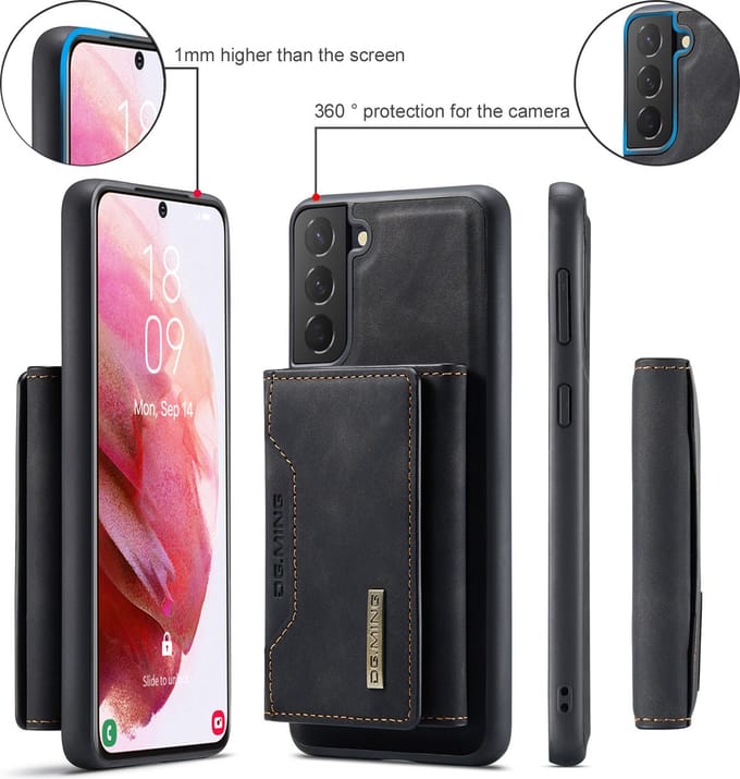 Samsung Galaxy S22 Plus | Lederen Telefoonhoesje | Back Cover | Pasjeshouder | Zwart