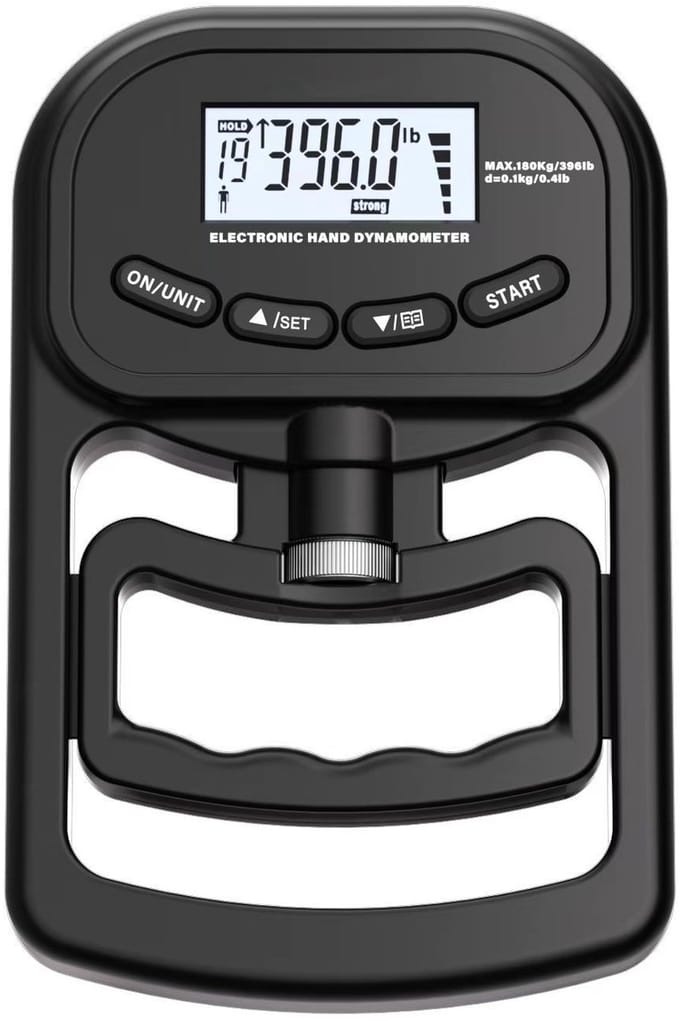Elektronische handdynamometer - 180 kg Gripsterktetrainer - Oplaadbare elektronische handdynamometer - Digitale gripsterktetester - Verstelbare handgreepdynamometer - Met lcd-scherm - Voor krachttraining - Zwart