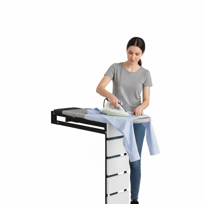 Moka Park - Strijkplank - Opvouwbare Strijkplank - Ophangbaar - Wandmontage Strijkplank - Wit