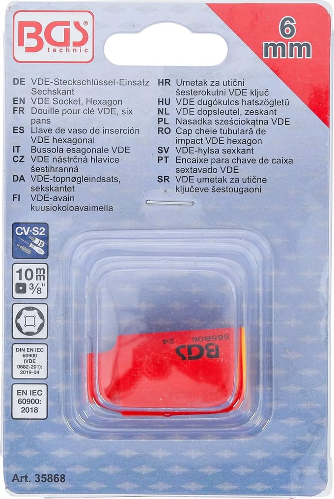 BGS VDE dopsleutel, zeskant - 3/8 - 6 mm
