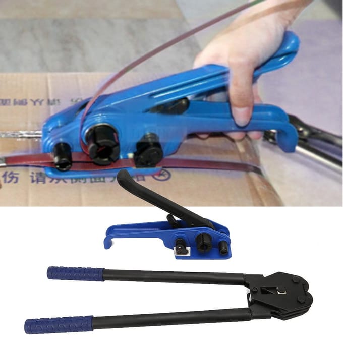 Blauwe Handmatige Stalen Bandspanner Krimper Riemen Strapping Banding Tool Verpakkingsmachine zwart