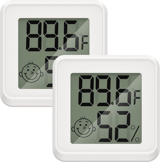 Digitale Mini-Thermometer en Hygrometer Set van 2 - LCD Thermo-Hygrometer voor Binnengebruik met Comfortindicator