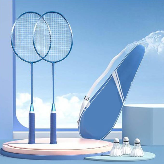 2PCS Badminton Rackets Set for Outdoor Backyard Games Lightweight Badminton Rackets with white
