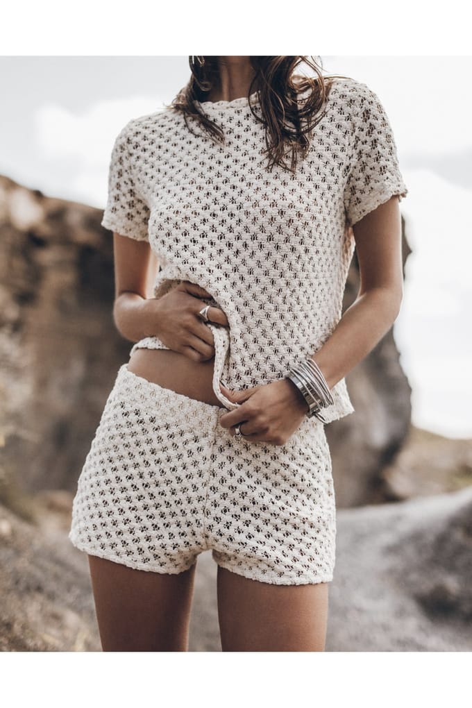 Mikuta The Ecru Crochet Shorts Größe: S | Kurze Sporthosen Outlet | Damen | Braun