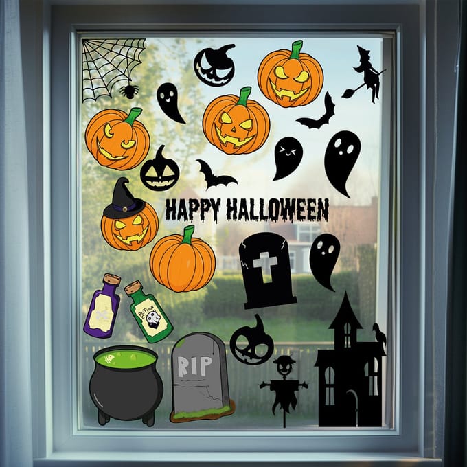 Halloween raamsticker set large herbruikbaar