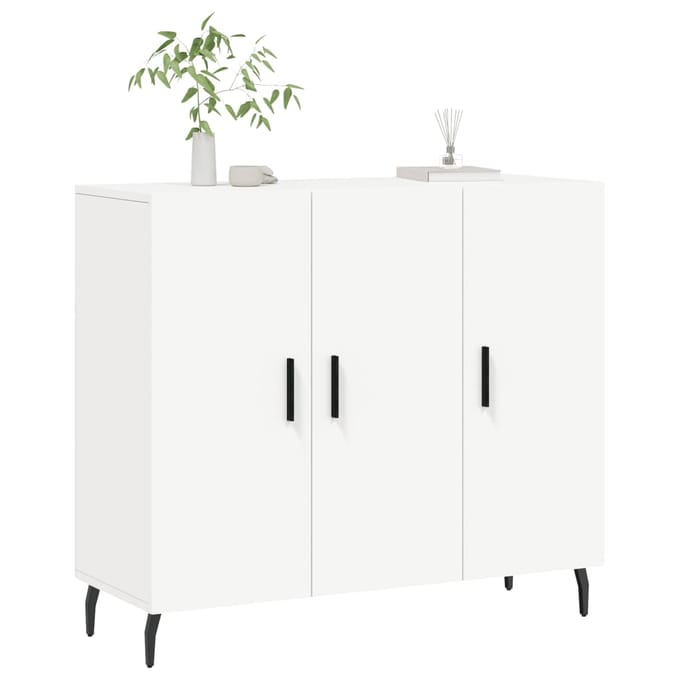 vidaXL - Dressoir - 90x34x80 - cm - bewerkt - hout - wit