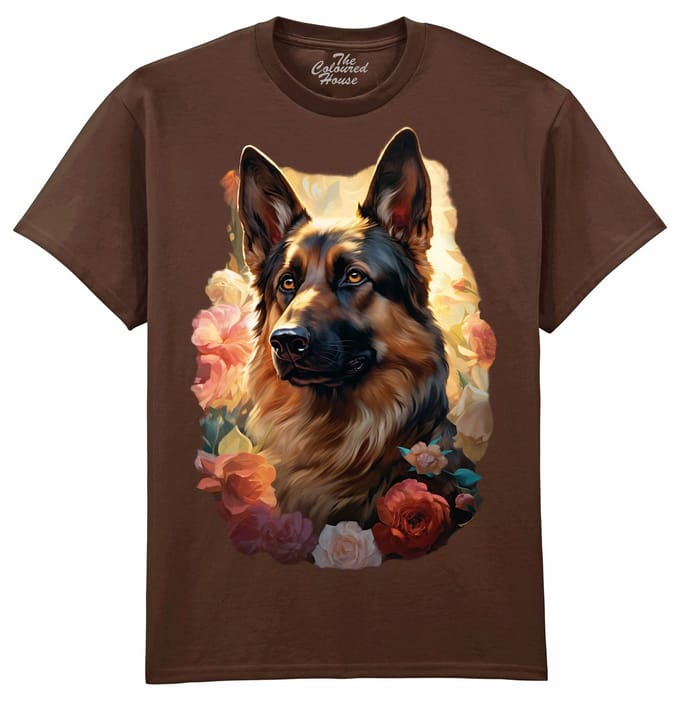 Duitse Herder German Shepherd Portrait The Coloured House T-shirt M