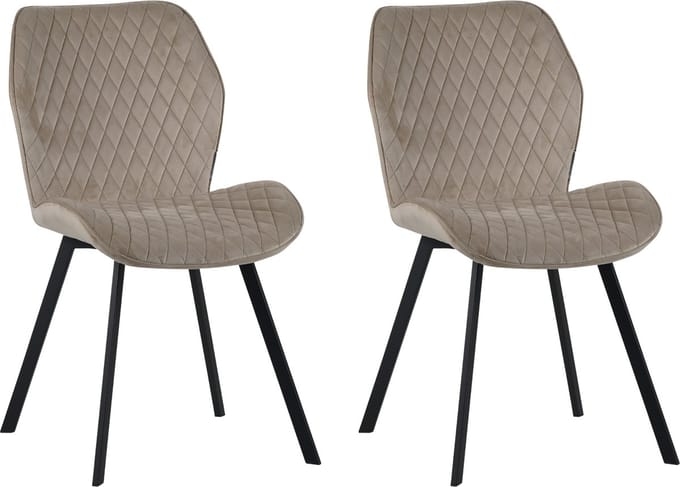 Colenis® - Rio eetkamerstoel - Set Van 2 - Beige - Fluweel - Velvet - Industrieel - Stoel