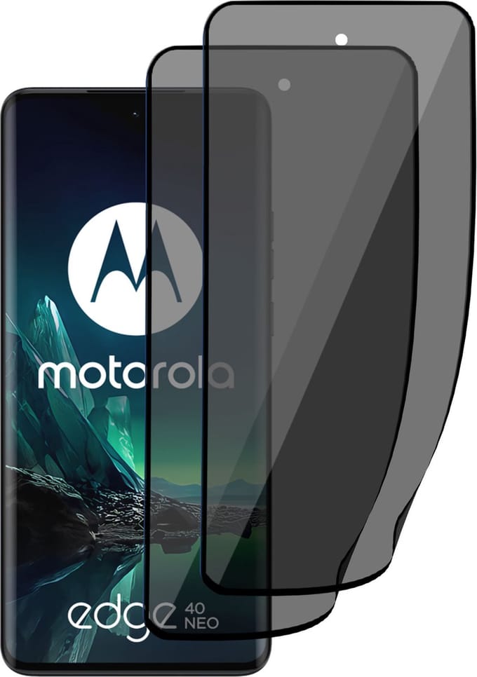 2x Privé Screenprotector geschikt voor Motorola Edge 40 Neo - Privacy Beschermglas - Privacy Proteqt+