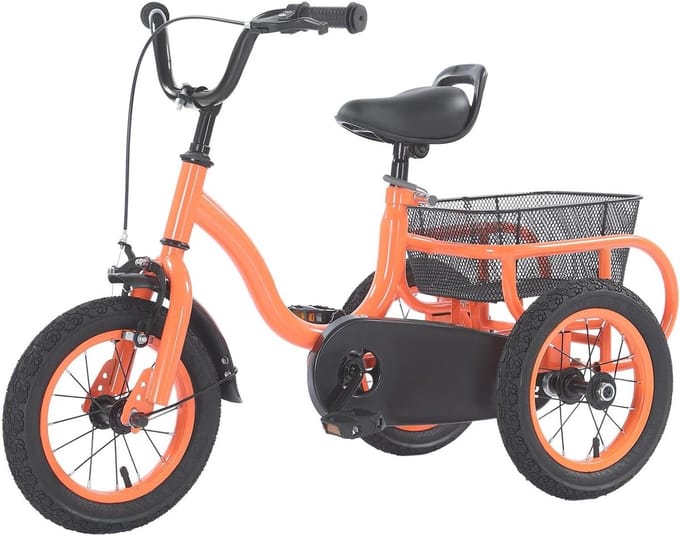 Kinderfiets - Loopfiets - Leren Fietsen - Inclusief Steunwielen - 12 inch - Oranje