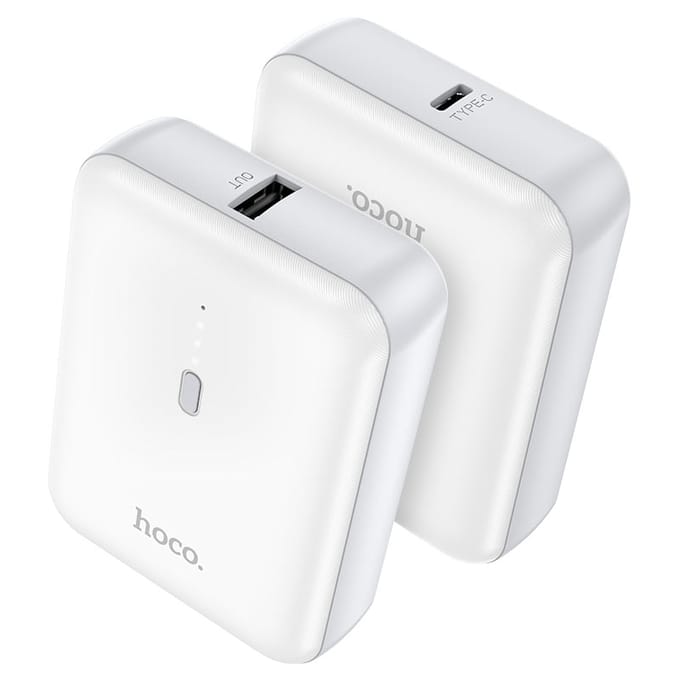 Hoco Mini Powerbank 5000 mAh - Compacte Noodlader - Met LED Indicator - Ideaal voor Telefoon & Draadloze Oortjes - Wit