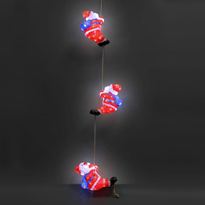 3x Deuba Kerstfiguur Kerstman – LED Acryl 30cm –Wit Licht