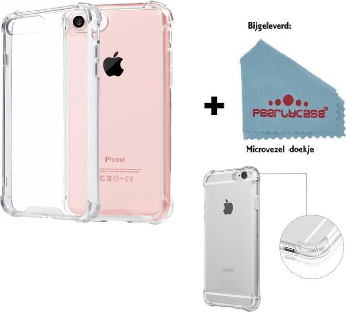 Pearlycase® Transparant TPU Siliconen Case Hoesje Geschikt voor iPhone 8 (extra verstevigde randen)
