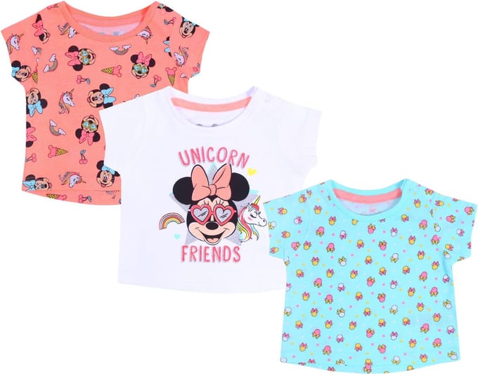 3 x gekleurde blouses Minnie Mouse DISNEY 6-9 mnd 74 cm