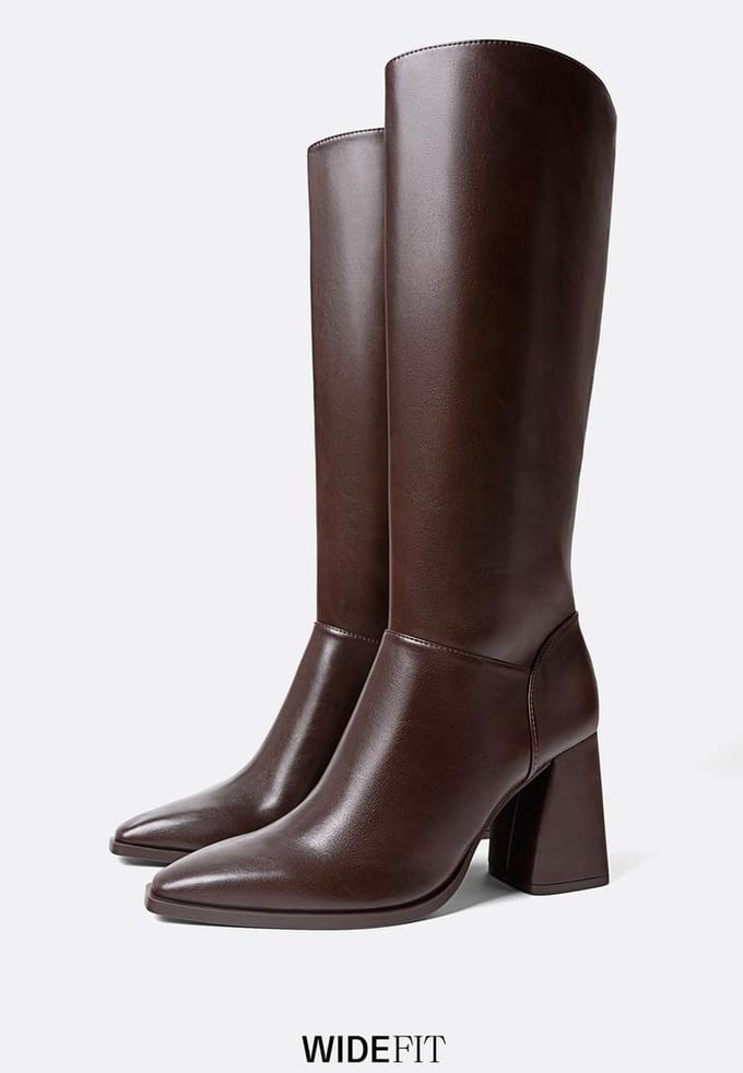Stradivarius Hoge laarzen met hak  BRUIN 35