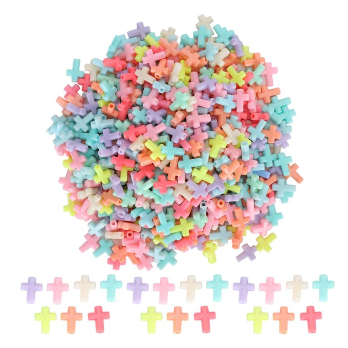 500pcs Perles Croix Acrylique Chunky Couleur Bonbon Perles Croix pour la Fabrication de Bijoux DIY
