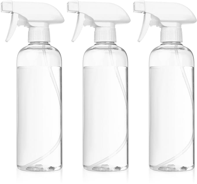 Dailygoods- Spuitflessen 3x 500 ml - Drukspuitflessen - Hervulbare Triggerdrukpomp - Kunststof - Transparant Wit - Ergonomisch Ontwerp - Nevelspuit