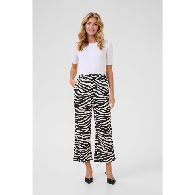 Casual broek Loose fit Black/Chalk Animal Print