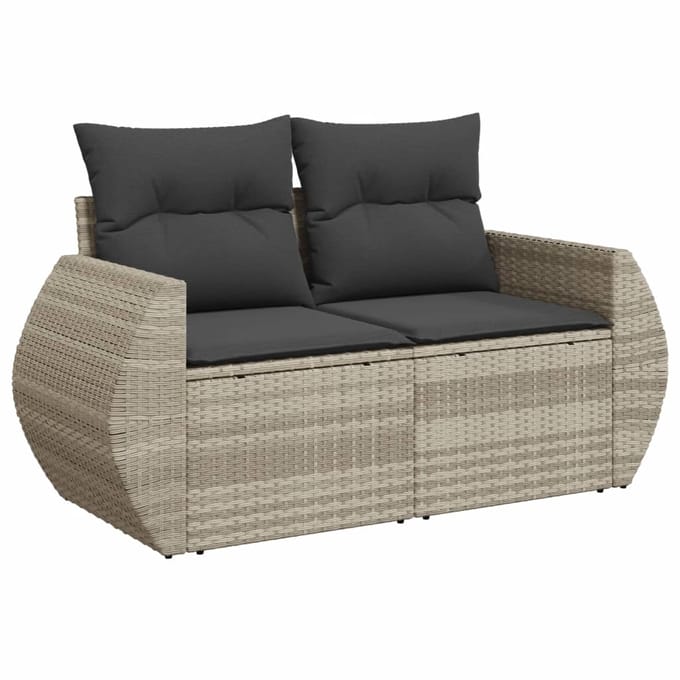vidaXL - 10-delige - Loungeset - met - kussens - poly - rattan - lichtgrijs