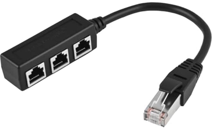 Ethernet Splitter 1 naar 3 Aansluitingen RJ45 Duplicator voor Netwerkverbindingen