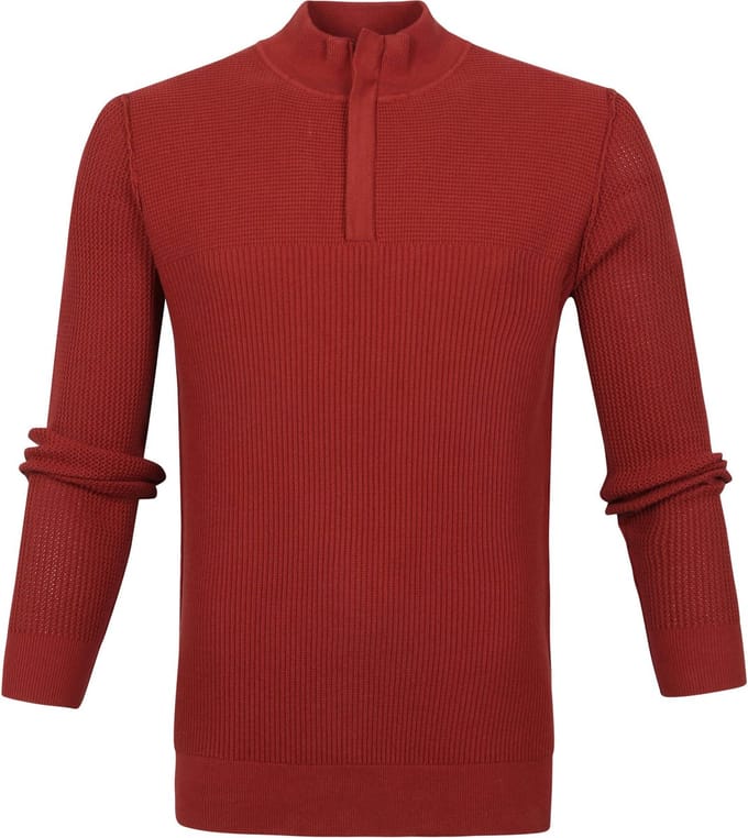Suitable George Pullover Half Zip Roest - Maat M - Heren - Quarter zip - Schipperstrui met rits - Volwassen mannen