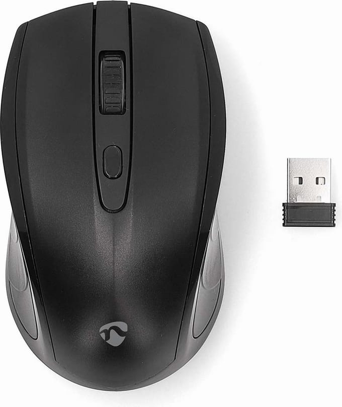 Nedis Mouse | Wireless | 800 / 1200 / 1600 dpi | Adjustable DPI - Muis - Optisch - 4 knoppen - Zwart