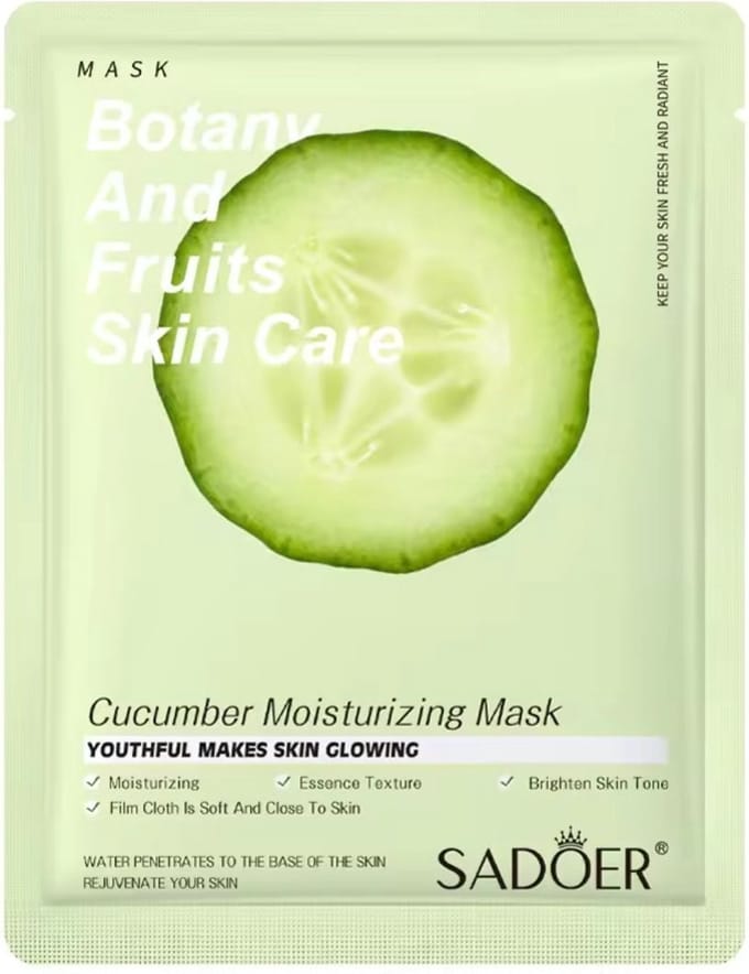 Sadoer - Gezichtsmasker - 25 g - Komkommer - 20 Stuks - Set - Tissue Masker