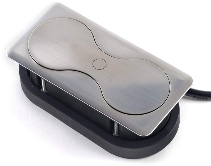 Dubbele, ingebouwde stopcontact hoekig Roestvrij staal optiek geborsteld met Schuko / USB