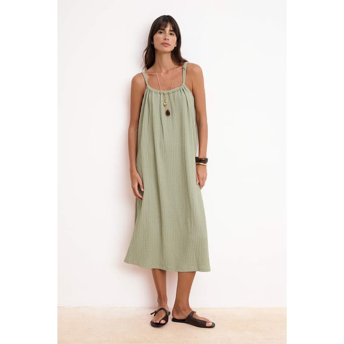 Platte mouwloze midi-jurk voor dames