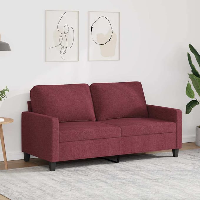 vidaXL - Tweezitsbank - 140 - cm - stof - wijnrood