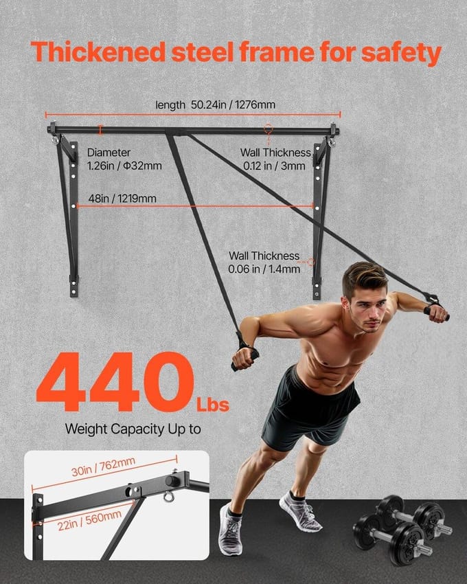 Pull-up Bar Wandmontage Heavy Duty Chin-up Bars Home Gym Verstelbare Diepte