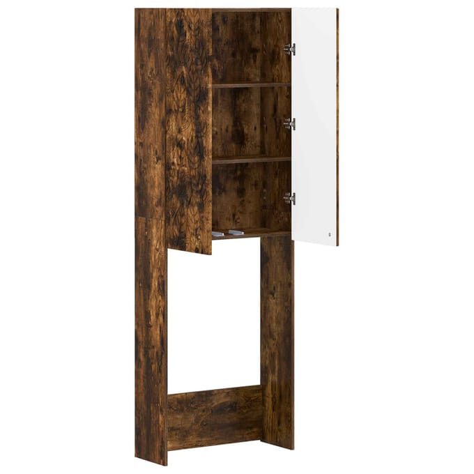 vidaXL - Toiletkast - DELFT - Gerookt - eiken - 66 - x - 25,5 - x - 190 - cm - Bewerkt - hout