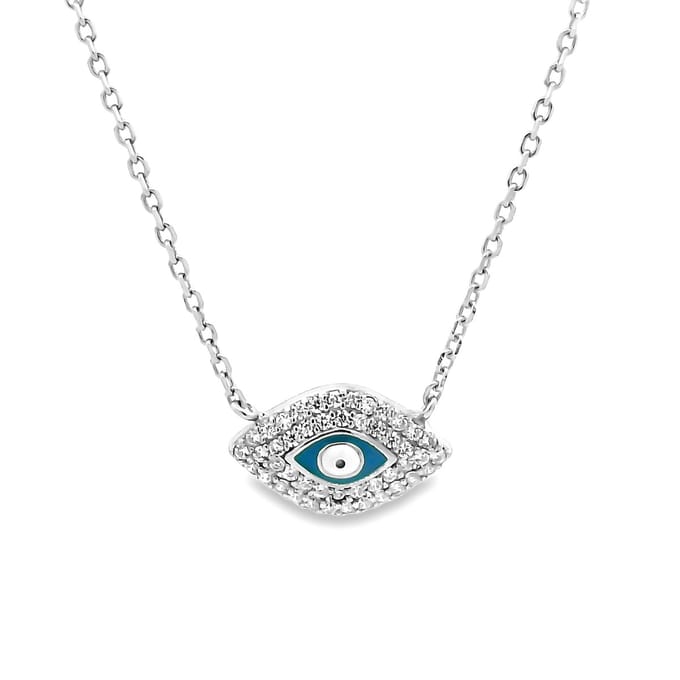 Juwelier Zwartevalk zilveren (gerhodineerd) evil eye ketting - 25.145