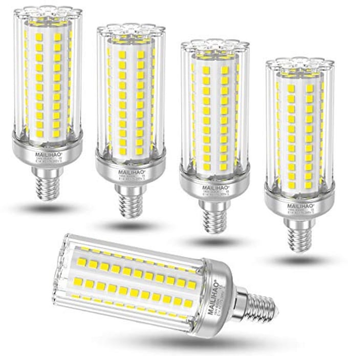 Set van 5 E14 LED maïskolf lamp 16W - Koudwit 6000K, Vervangt 120-150W Gloeilampen