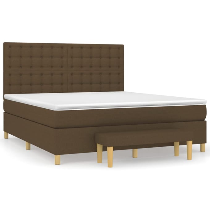 vidaXL - Boxspring - met - matras - stof - donkerbruin - 160x200 - cm