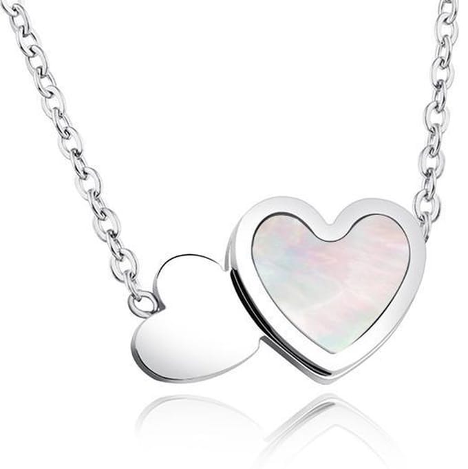 Montebello Ketting Abea - 316L Staal - Hart - Parelmoer - 9x14 mm - 43+6cm