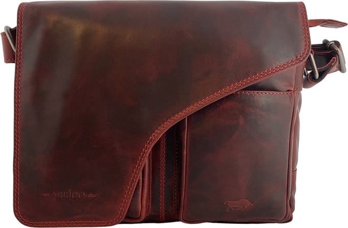 Schoudertassen Vrouw Crossbody Tas Dames - Grote Klep - Echt Leer - Rood