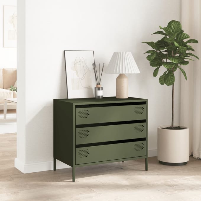 vidaXL - Dressoir - 68x39x58,5 - cm - koudgewalst - staal - olijfgroen