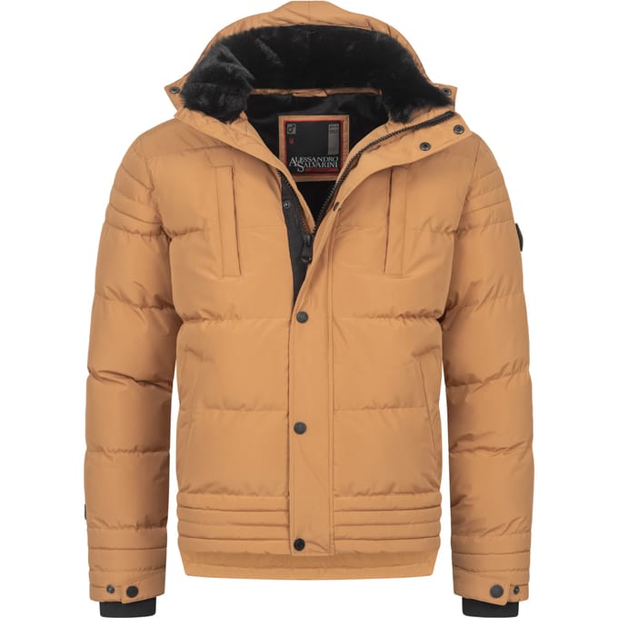 Alessandro Salvarini heren winterjas AS-281 met teddyvoering en afneembare capuchon