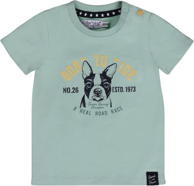 Dirkje - T-shirt - Born - To - Ride - Lichtblauw - Maat 62