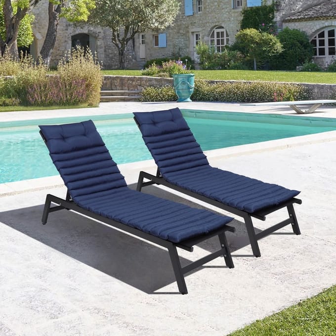 YYchan ligbedkussen voor buiten - set van 2 - blauw - 190 x 64 x 2,3 cm
