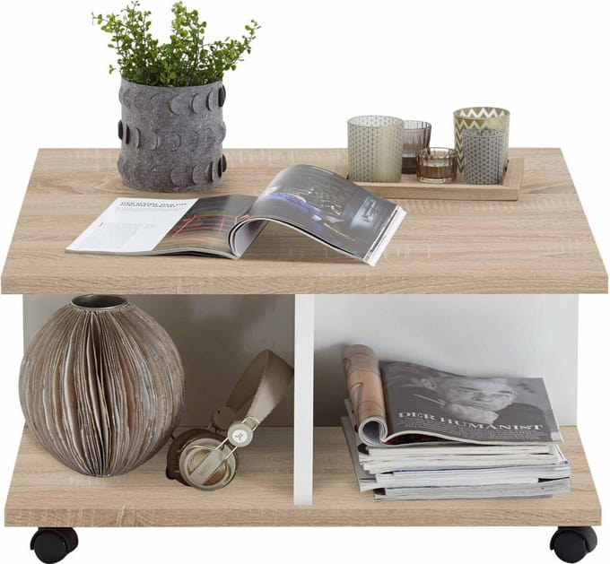 Salontafel Vince Eiken - Wit - Vierkant - 70x70cm - Hoogte 36 cm