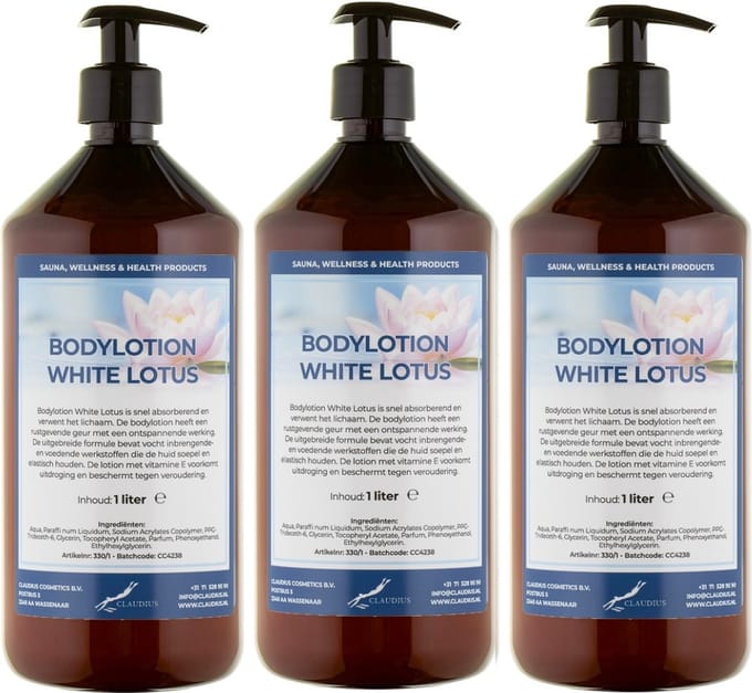Bodylotion White Lotus 1 Liter - met gratis pomp - set van 3 stuks