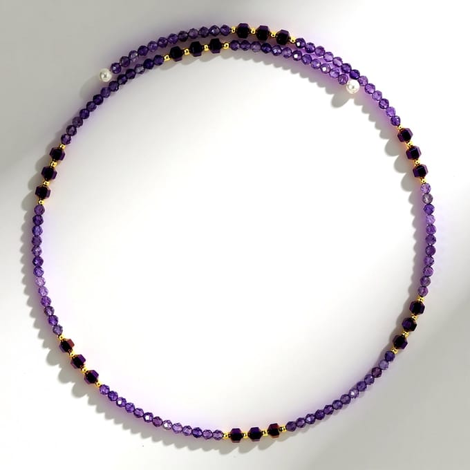 Paarse hematiet amethist stalen ketting