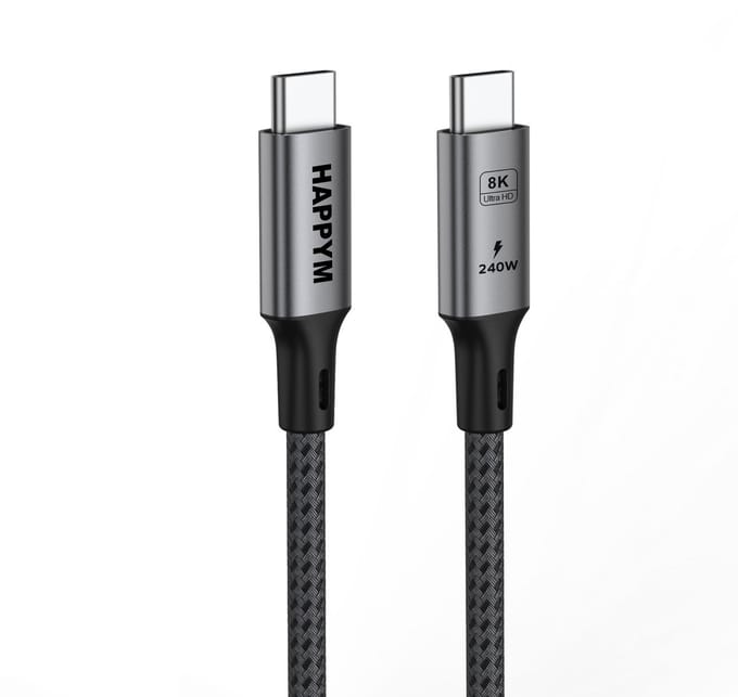 USB-C 4.0 Kabel 1 Meter – USB4 40Gbps – 240W Snelladen – Nylon Gevlochten – Laptop