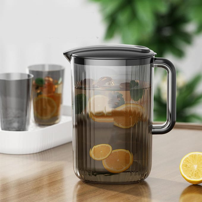 Karaf voor Warm Koud Water Grote Capaciteit Multifunctioneel Transparant Plastic Hittebestendig Drank gray