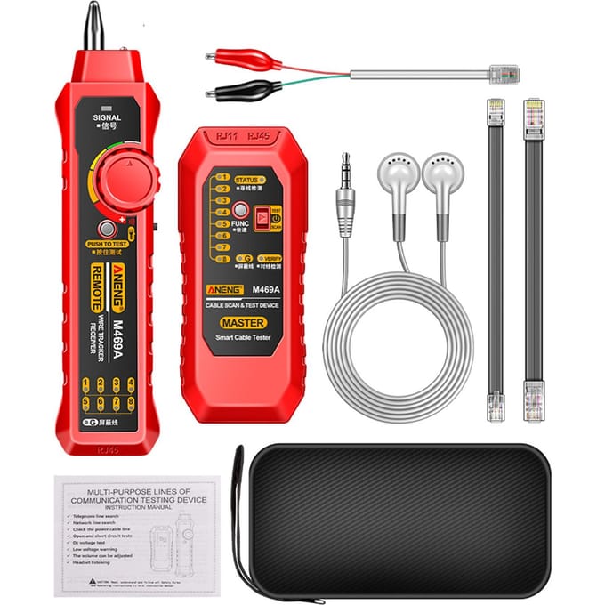 ANENG M469A netwerkkabelzoeker Multifunctioneel kabelzoeker anti-interferentie testinstrument rood