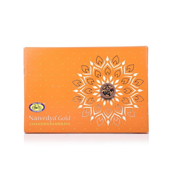Cycle Pure Naivedya Or Bois de Santal Sambrani Cônes d'Encens 18 Pièces Sans Charbon Rituels Havan beige
