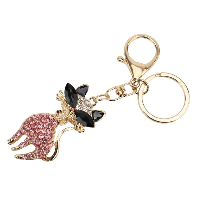 Strass Sleutelhanger Multifunctioneel Schattige Kat Vorm Meisje Bling Rugzak Sleutelhanger Rozeachtig roze