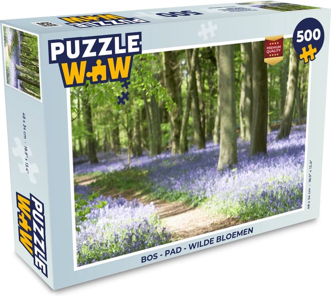 Puzzel Bos - Pad - Bloemen - Paars - Groen - Natuur - Legpuzzel - Puzzel 500 stukjes